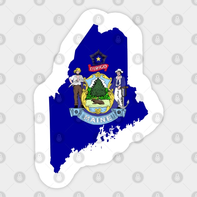 Maine Map Flag Sticker by maro_00